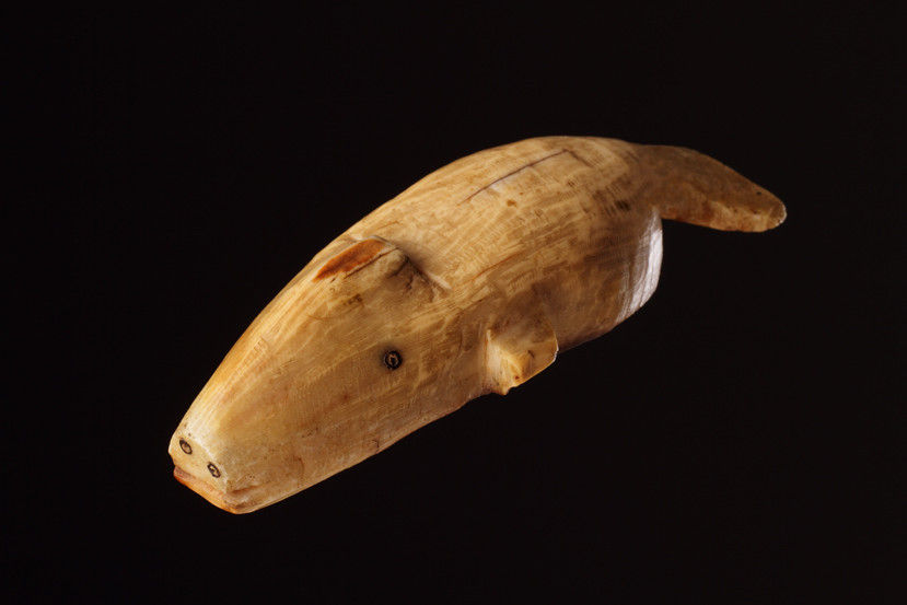 An Alaskan Yupik Eskimo Carved Ivory Amuletic Bowhead Whale Effigy